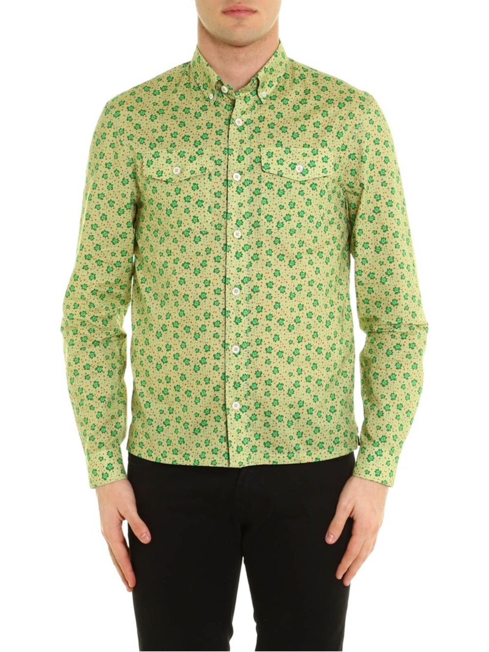 Prada Light Green Turtle Button-Down Shirt